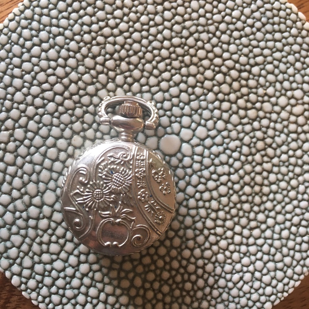 Sunflower and Apple Motif Pocket Watch